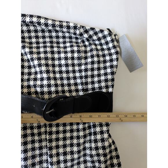 Go International Dress‎ Womens 8 Houndstooth Strapless Retro Plaid Belt Bodycon - Picture 8 of 11